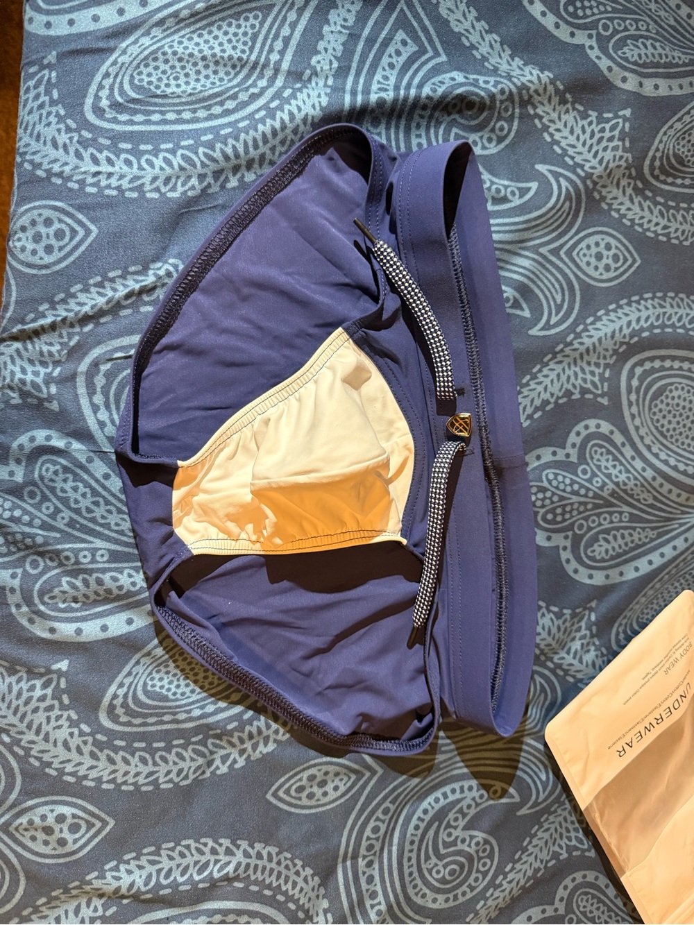 Navy Blue Swim Briefs with White Lining